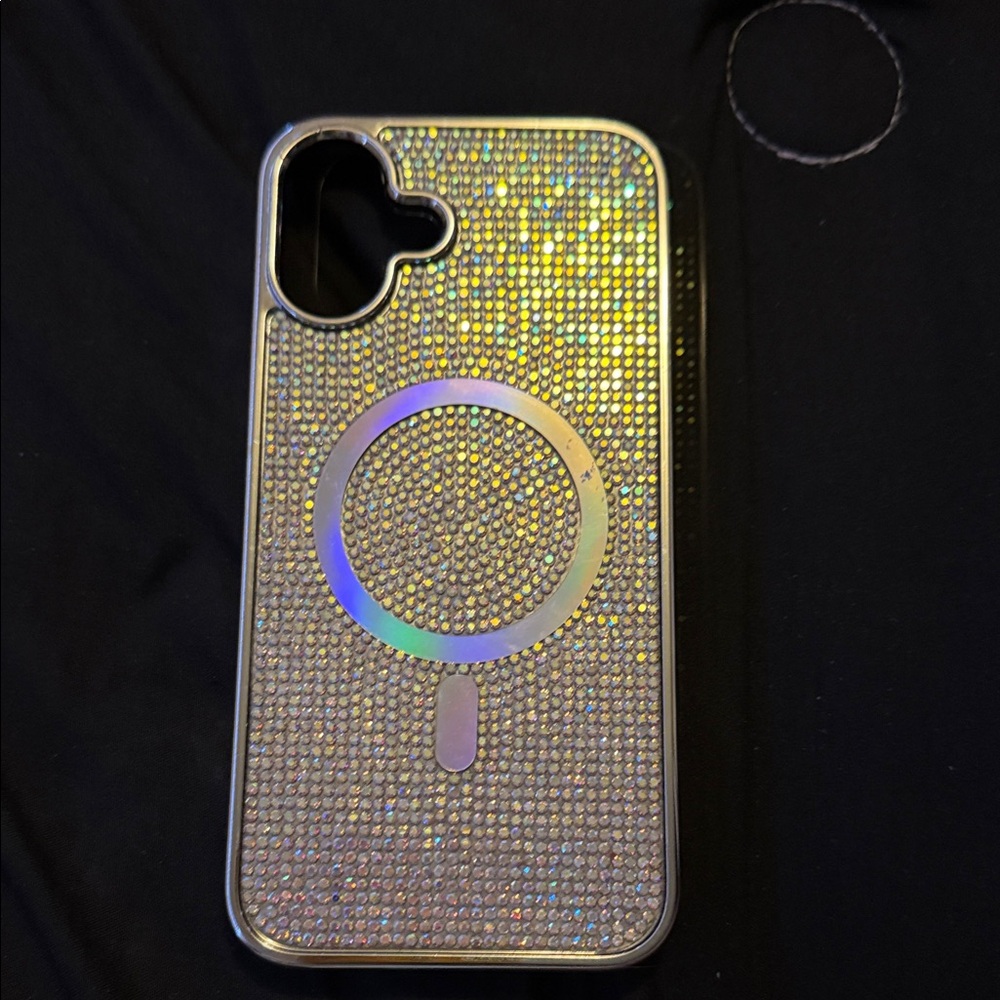 Sparkling Rhinestone Phone Case with MagSafe Ring - Silver IPhone 16Plus